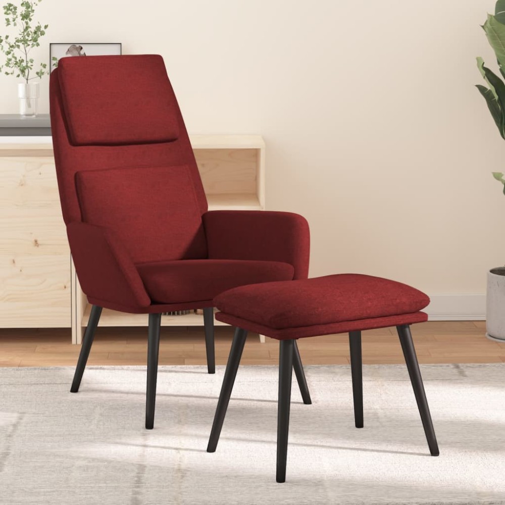 vidaXL Πολυθρόνα Relax Μπορντό Υφασμάτινη με Σκαμπό 70x77x98cm 1 τεμ.