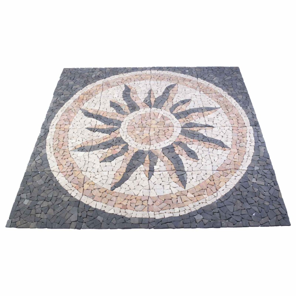 vidaXL Μωσαϊκά Πλακάκια Ήλιος Πολύχρωμο 120 x 120 cm Μάρμαρο