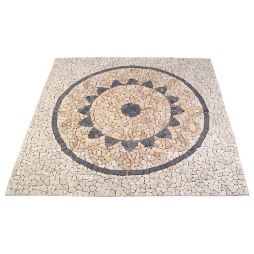 vidaXL Μωσαϊκά Πλακάκια με Μοτίβο Ηλιού Πολύχρωμο 120 x 120 cm Μάρμαρο