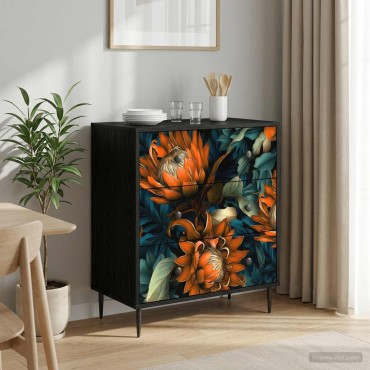 vidaXL Κουτί με συρτάρια LOCHEM Πορτοκαλί εκτύπωση 66x36,5x76cm