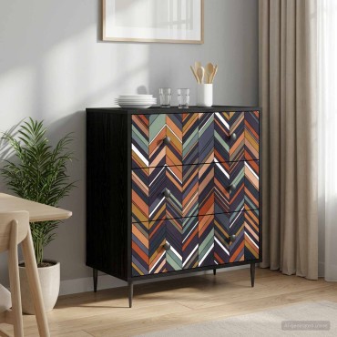 vidaXL Κουτί με συρτάρια OMMEN Γεωμετρικό σχέδιο 66x36,5x76cm