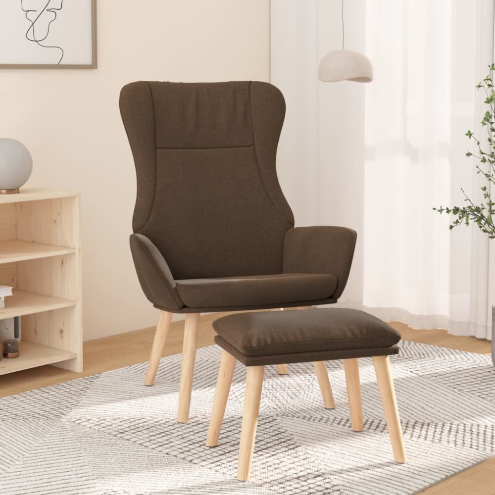 vidaXL Πολυθρόνα Relax Καφέ Υφασμάτινη με Υποπόδιο 70x77x94cm 1 τεμ.