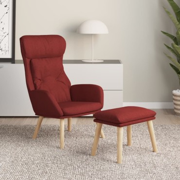 vidaXL Πολυθρόνα Relax Μπορντό Υφασμάτινη με Υποπόδιο 70x77x94cm 1 τεμ.