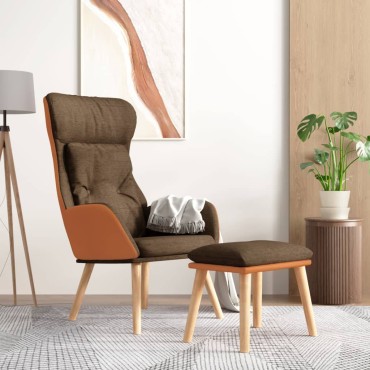 vidaXL Πολυθρόνα Relax Καφέ από Συνθετικό Δέρμα/'Υφασμα με Υποπόδιο 70x77x94cm 1 τεμ.