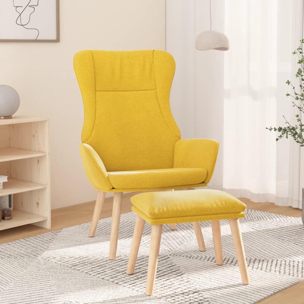 vidaXL Πολυθρόνα Relax Κίτρινη Μουσταρδί Υφασμάτινη με Υποπόδιο 70x77x94cm 1 τεμ. vidaXL Πολυθρόνα Relax Κίτρινη Μουσταρδί Υφασμάτινη με Υποπόδιο 70x77x94cm 1 τεμ.