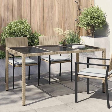 vidaXL Τραπέζι Κήπου Μπεζ 150x90x75cm συνθετικό ρατάν 1 τεμ.