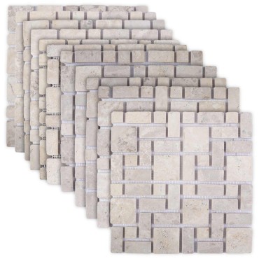 vidaXL Πλακίδια Μωσαϊκού Κρεμ 30 x 30 cm Μάρμαρο