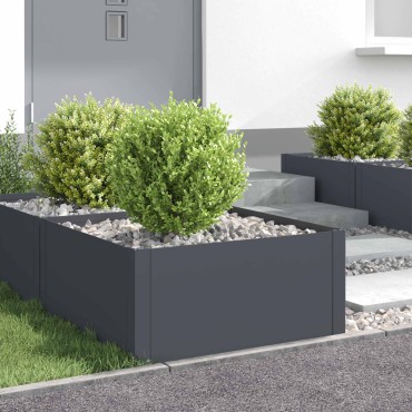 vidaXL Περίγραμμα γκαζόν 4 τμχ. 60 x 60 x 35 cm Ατσάλι Ανθρακί