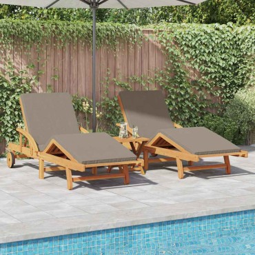 vidaXL Ξαπλώστρα 3 τεμ. Στερεό Ξύλο Ακακίας Taupe 200x67x84cm
