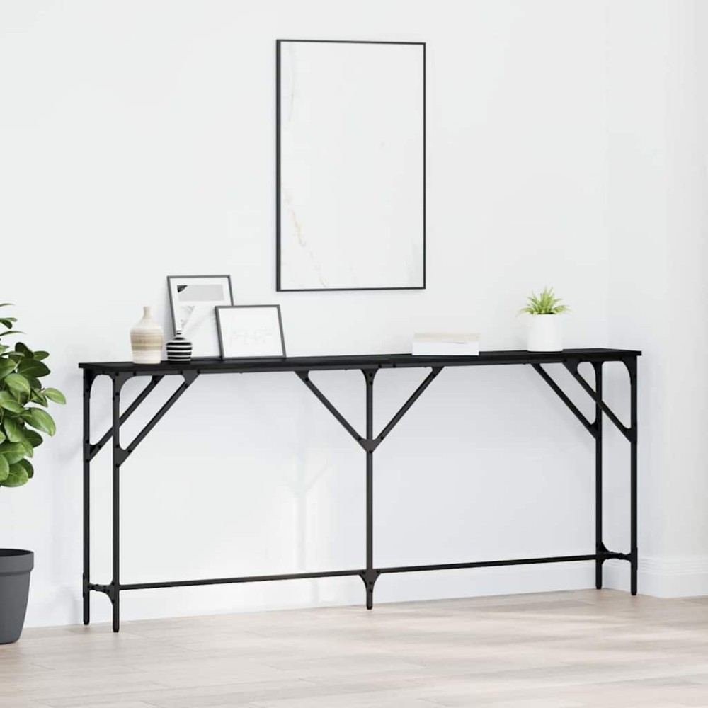 vidaXL Τραπέζι κονσόλας Μαύρη δρυς 180x23x75cm 1 τεμ.