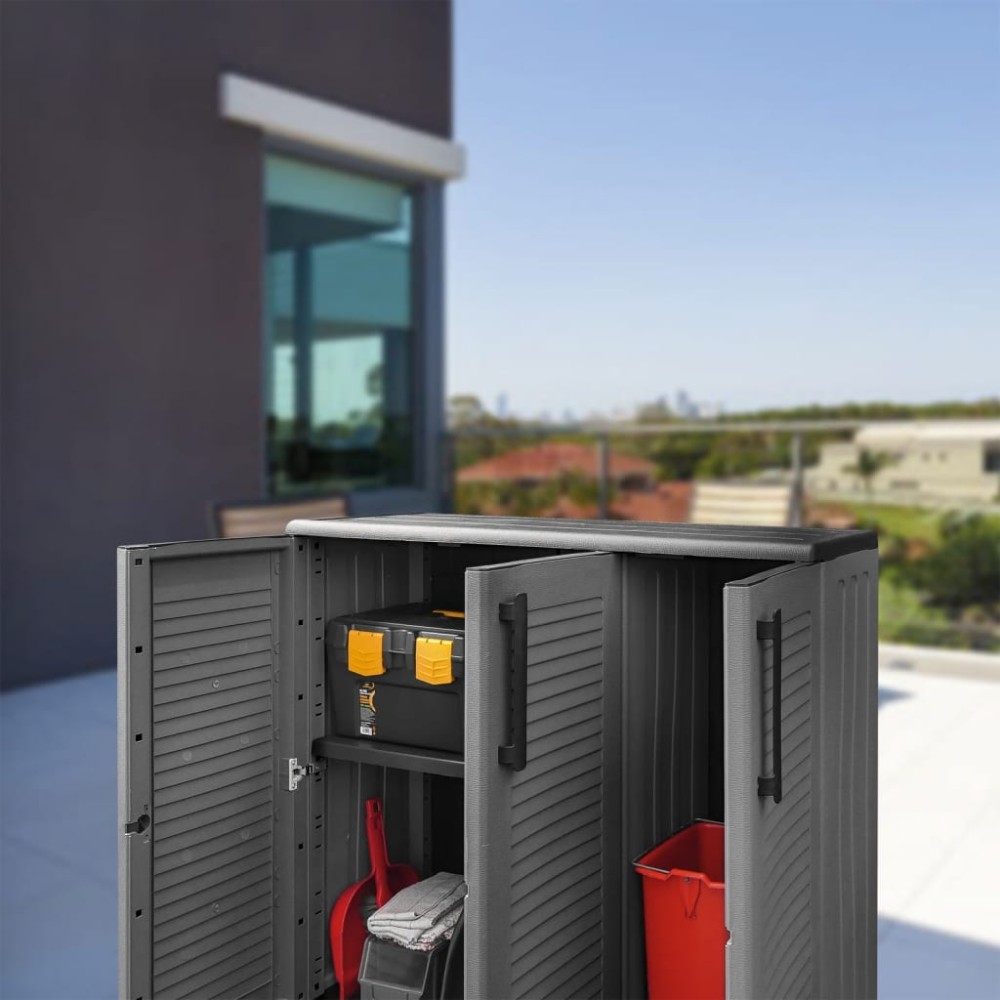 vidaXL Ντουλάπι Αποθήκ. Κήπου Γκρι/Μαύρο 102x37x84cm Πολυπροπυλένιο 1 τεμ. vidaXL Ντουλάπι Αποθήκ. Κήπου Γκρι/Μαύρο 102x37x84cm Πολυπροπυλένιο 1 τεμ.