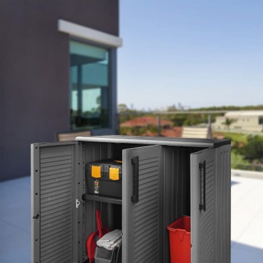 vidaXL Ντουλάπι Αποθήκ. Κήπου Γκρι/Μαύρο 102x37x84cm Πολυπροπυλένιο 1 τεμ.