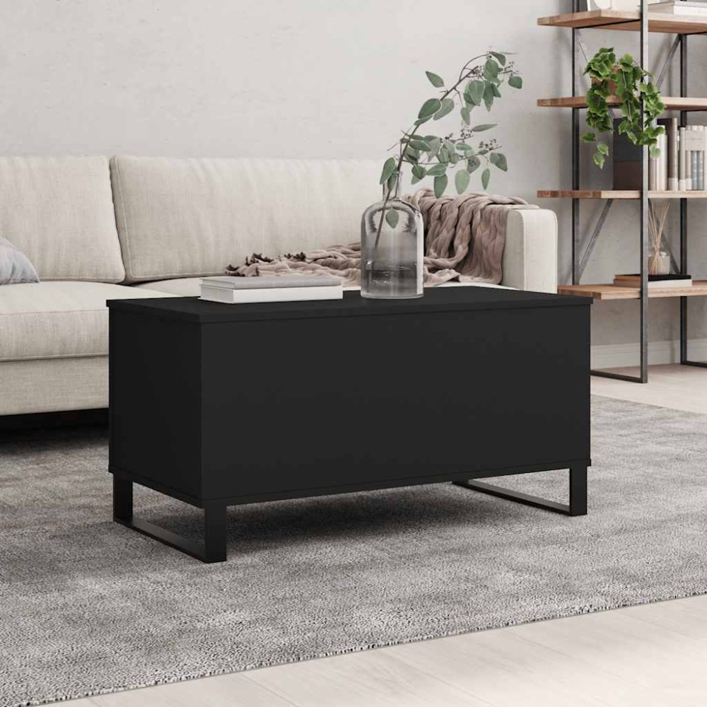 vidaXL Τραπεζάκι Σαλονιού Μαύρο 90x44,5x45cm Επεξεργασμένο Ξύλο 1 τεμ.