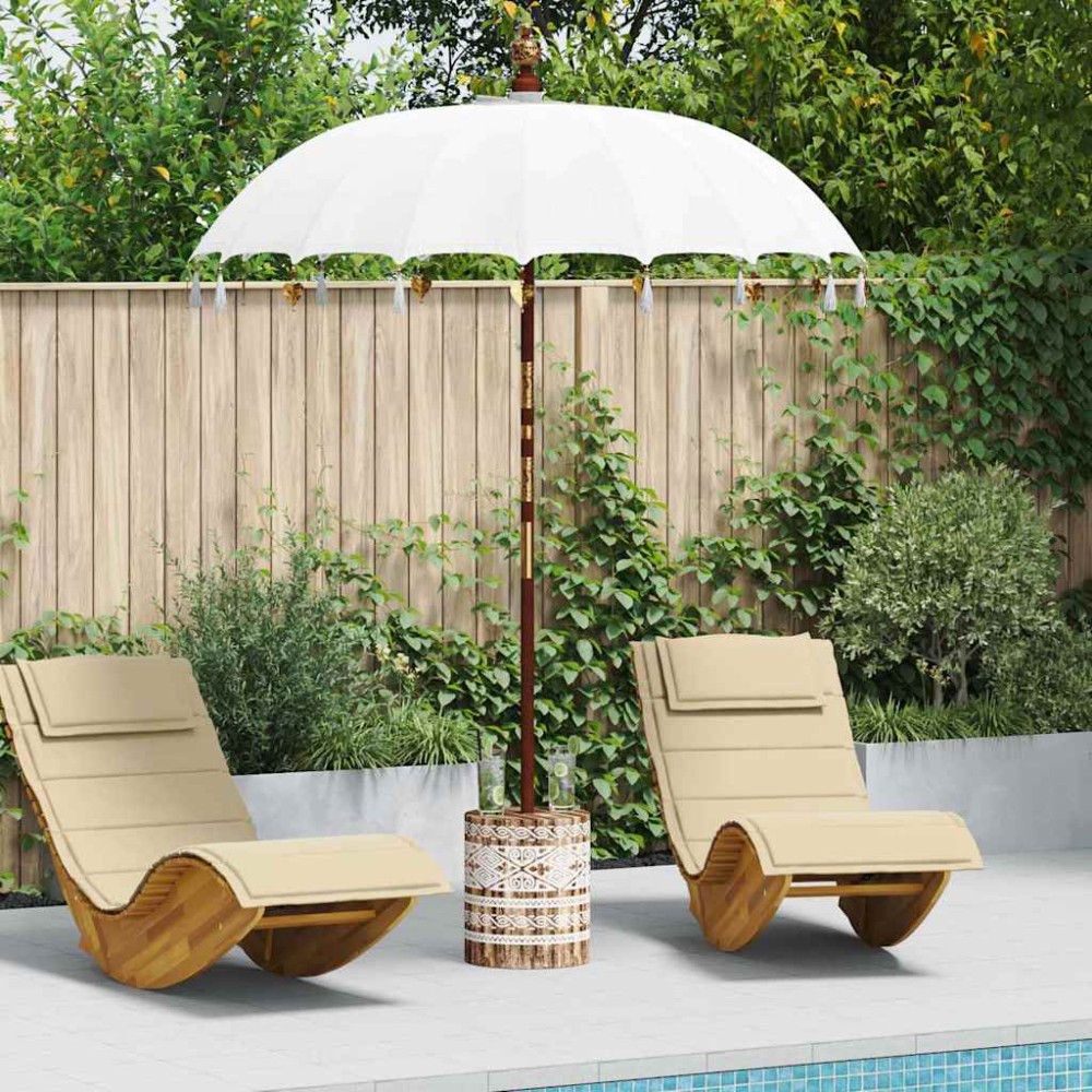 vidaXL Μπαλινέζικη ομπρέλα με βάση Κρεμ 185 x 185 x 260 εκ Βαμβάκι