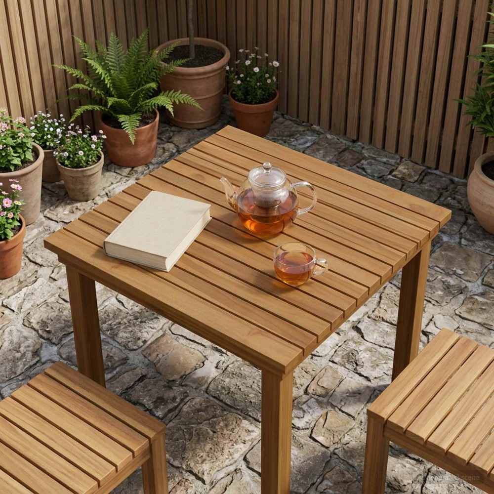 vidaXL Καπάκι τραπεζιού 60x60x3,5cm τετράγωνο Στερεό Ξύλο Τίκ