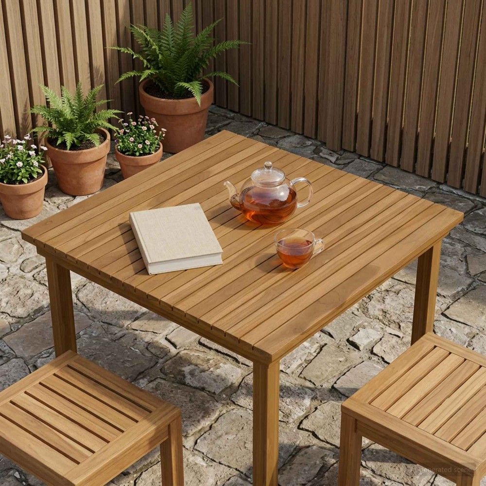 vidaXL Καπάκι τραπεζιού 80x80x3,5cm τετράγωνο Στερεό Ξύλο Τίκ