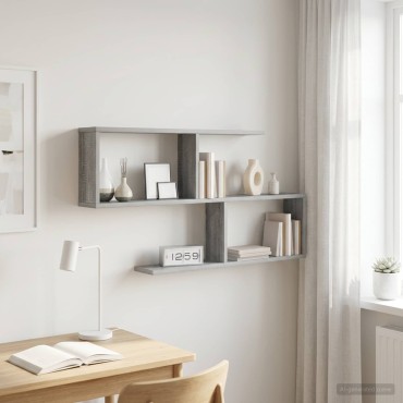 vidaXL Ράφι Τοίχου Γκρι Sonoma 100x12x50,5cm Επεξεργασμένο Ξύλο 1 τεμ.