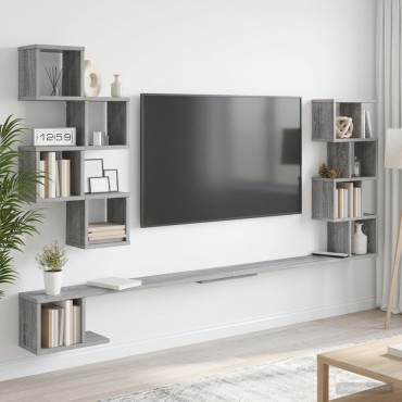 vidaXL Ράφι Τηλεόρασης Τοίχου Γκρι Sonoma 200x15x94 εκ 1 τεμ.