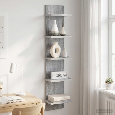 vidaXL Ράφι Τοίχου Γκρι Sonoma 22x15x100cm Επεξεργασμένο Ξύλο 1 τεμ.