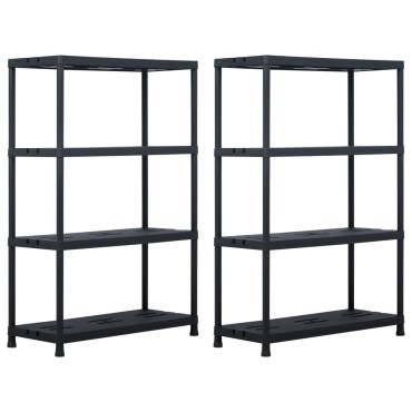 vidaXL Ραφιέρες 2 τεμ. Μαύρες 220 κ. 90 x 40 x 138 εκ. Πλαστικές