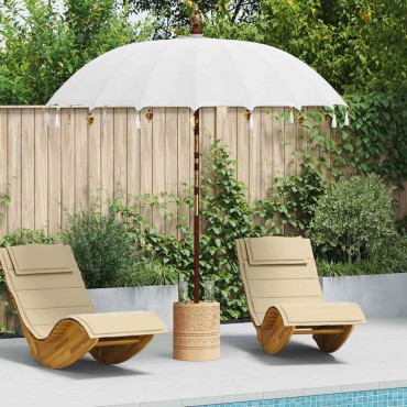 vidaXL Μπαλινέζικη ομπρέλα με βάση Κρεμ 215 x 215 x 260 εκ. Βαμβάκι
