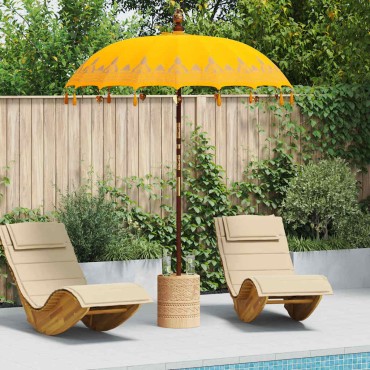 vidaXL Μπαλινέζικη ομπρέλα με βάση Κίτρινο 185 x 185 x 260 εκ Βαμβάκι