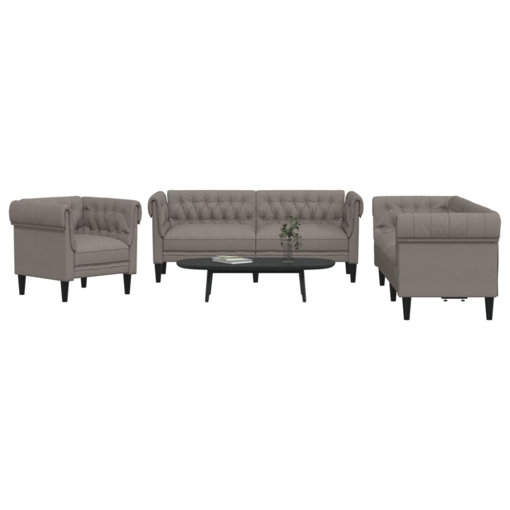 Σετ Σαλονιού 3 τεμ. Taupe Υφασμάτινο 78,5x74,5x74,5cm  Διθέσιος Τριθέσιος