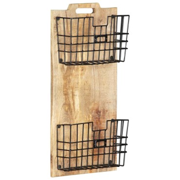 vidaXL Θήκη Περιοδικών Τοίχου 33x10x67cm Μασίφ Ακατέργ. Ξύλο Μάνγκο 1 τεμ.