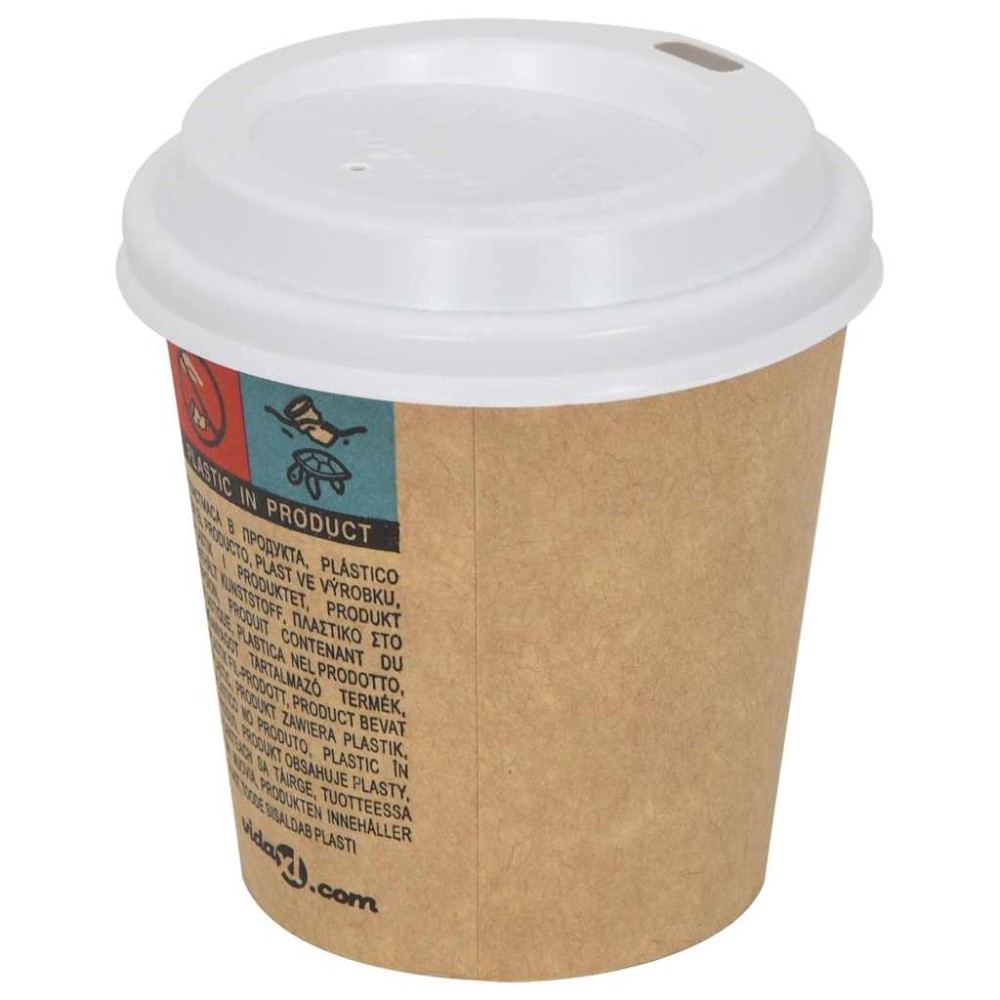 vidaXL Χάρτινα καπάκια καφέ Ø60 mm 4oz 1000 τεμάχια Λευκό πλαστικό