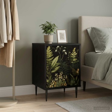 vidaXL Κομοδίνο RHENEN Μαύρη Δρυς 36x33x51cm Επεξεργασμένο Ξύλο 1 τεμ.