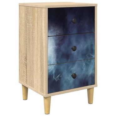 vidaXL Κομοδίνο RAALTE Sonoma Δρυς 36x33x60cm Επεξεργασμένο Ξύλο 1 τεμ.