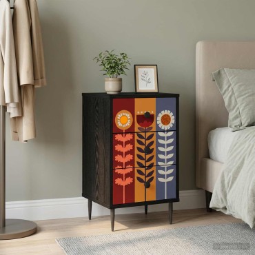 vidaXL Κομοδίνο ESSEN Μαύρη Δρυς 36x33x61cm Επεξεργασμένο Ξύλο 1 τεμ.