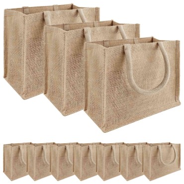 vidaXL Τσάντες από γιούτα 10 Φυσικό 26 x 22 x 14 εκ 100% Γιούτα Τοσσά