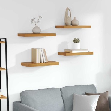 vidaXL Ράφι Τοίχου 4 τεμ. Καφέ 50x23,5x3,8cm Επεξεργασμένο Ξύλο