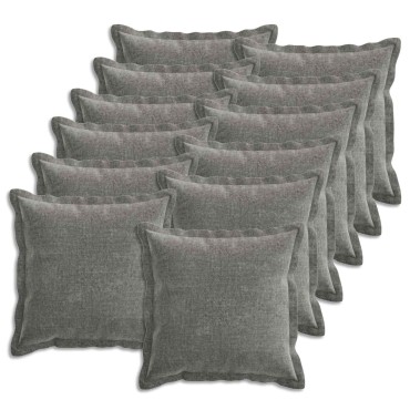 vidaXL Κάλυμμα Μαξιλαριού 12 τμχ. HOUTEN Σκούρο Γκρι 50 x 50 cm
