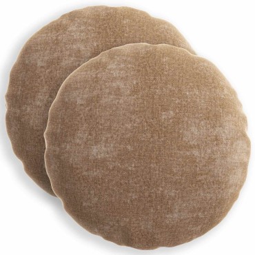 vidaXL Κάλυμμα Μαξιλαριού 2 τμχ. HEERLEN Καφέ Ø 50 cm Ύφασμα Chenille