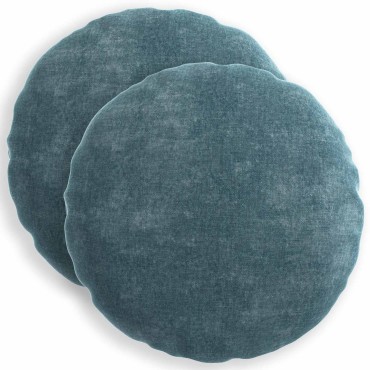 vidaXL Κάλυμμα Μαξιλαριού 2 τμχ. HEERLEN Μπλε Ø 60 cm Ύφασμα Chenille