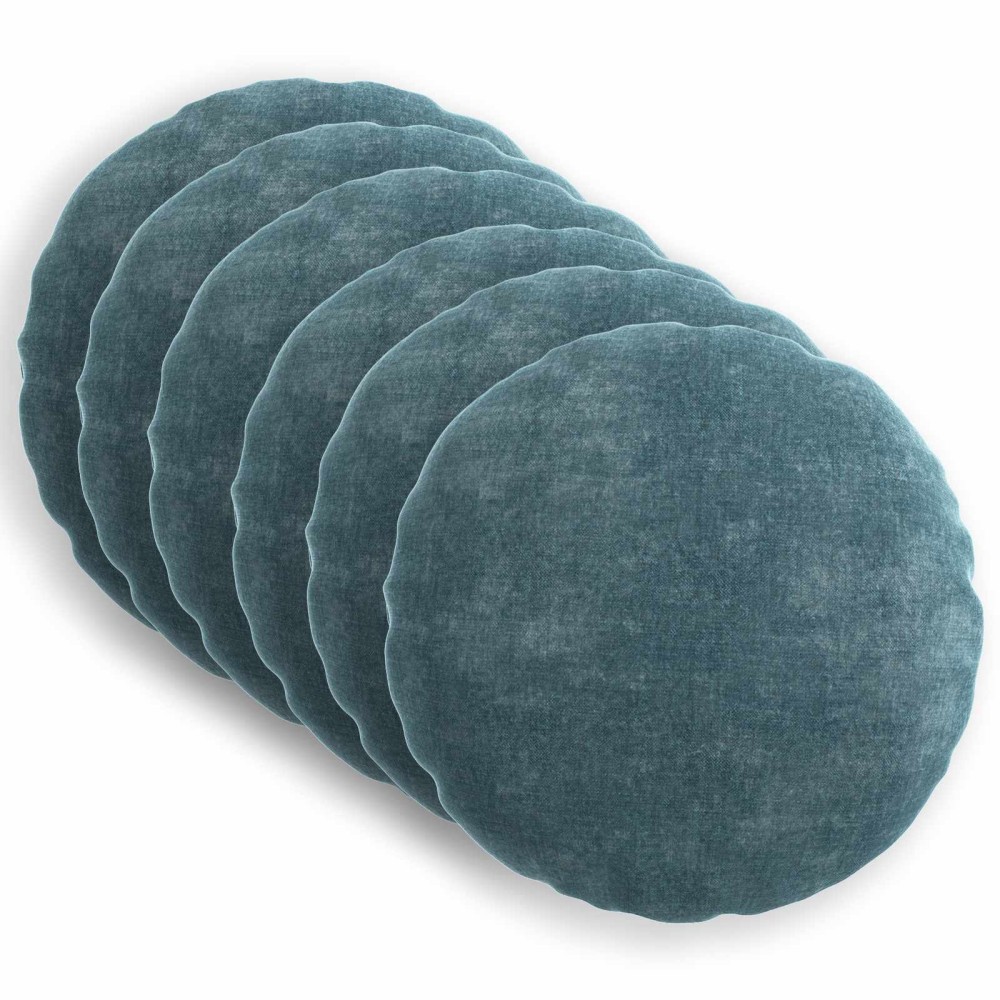 vidaXL Κάλυμμα Μαξιλαριού 6 τμχ. HEERLEN Μπλε Ø 60 cm Ύφασμα Chenille