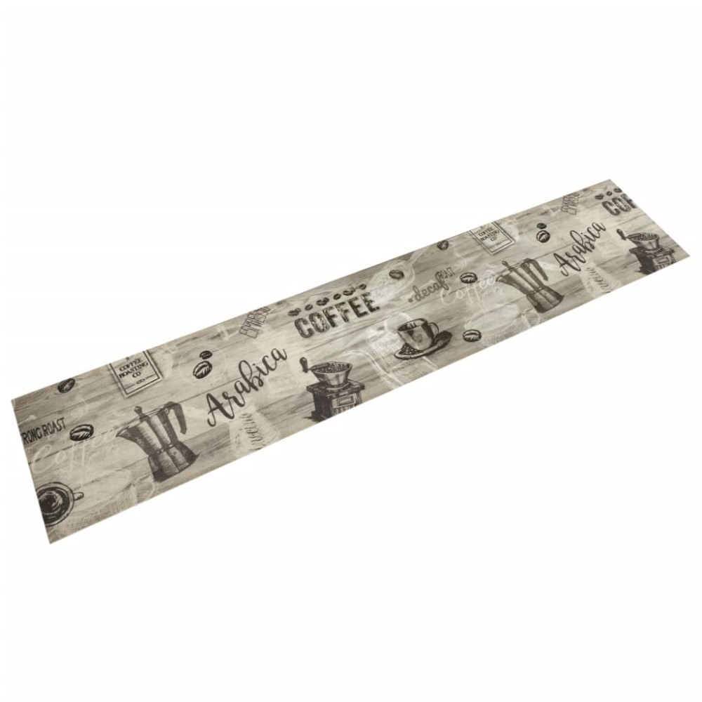 vidaXL Χαλί Κουζίνας Πλενόμενο Γκρι Επιγρ. Coffee 60x300 εκ. Βελούδο