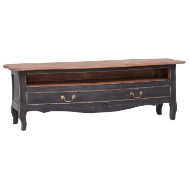 vidaXL Έπιπλο Τηλεόρασης Μαύρο 120x30x40cm από Μασίφ Μαόνι