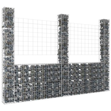 vidaXL Συρματοκιβώτια σε U Σχήμα με 3 Στύλους 260x20x200cm Σιδερένιο