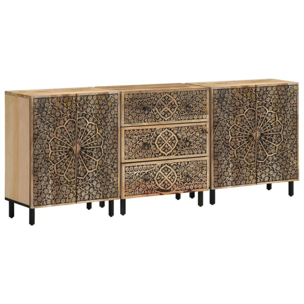 vidaXL Βοηθητικά Ντουλάπια 3 τεμ. 60x33x75cm από Μασίφ Ξύλο Μάνγκο