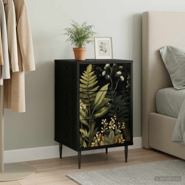 vidaXL Κομοδίνο RHENEN Μαύρη Δρυς 36x33x61cm Επεξεργασμένο Ξύλο 1 τεμ.