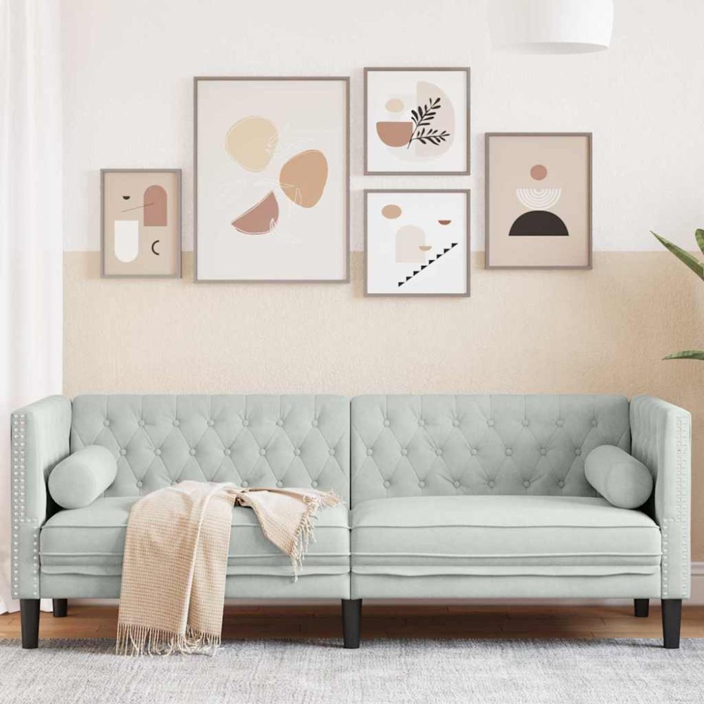 vidaXL Καναπές Ανοιχτό γκρι 194x74,5x70,5cm Βελούδο