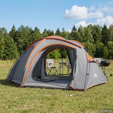 vidaXL Σκηνή trekking με αδιάβροχο 3 ατόμων Γκρι και Πορτοκαλί