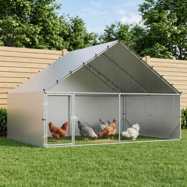 vidaXL Κοτέτσι με Οροφή Ασημί 300 x 200 x 190 εκ.