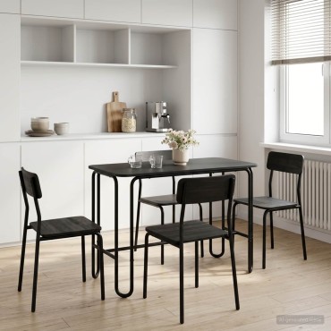 vidaXL Τραπεζαρία 100x50x75cm Επεξεργασμένο Ξύλο Μαύρο Ορθογώνιος 1 τεμ.