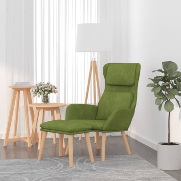 vidaXL Πολυθρόνα Relax Ανοιχτό Πράσινο Βελούδινη με Σκαμπό 70x77x98cm 1 τεμ.