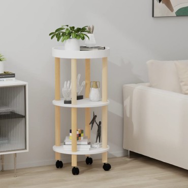 vidaXL Τρόλεϊ 3 Επιπέδων Λευκό 38x38x82cm Επεξ. Ξύλο/Μασίφ Πεύκο 1 τεμ.