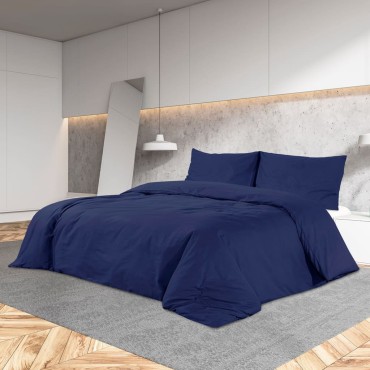 Σετ Παπλωματοθήκη vidaXL Ναυτικό μπλε 135x200 εκ. Βαμβακερό